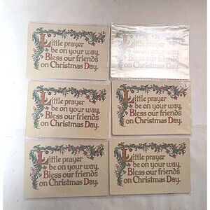 Vintage Hallmark Christmas Holiday Greeting Post Cards 6 Holly Friend Prayer